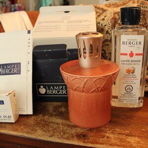 Lampe Berger Longchamp Ceramic Lamp Set with New Bottle of Pumpkin Spice Refill